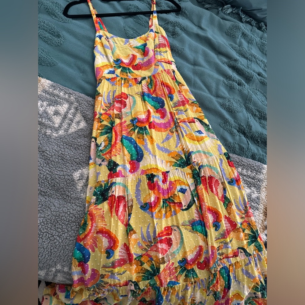 Farm Rio Anthropologie Textured Tropical Maxi
Dress in Tropical Parrot Macaw - S - Picture 10 of 11